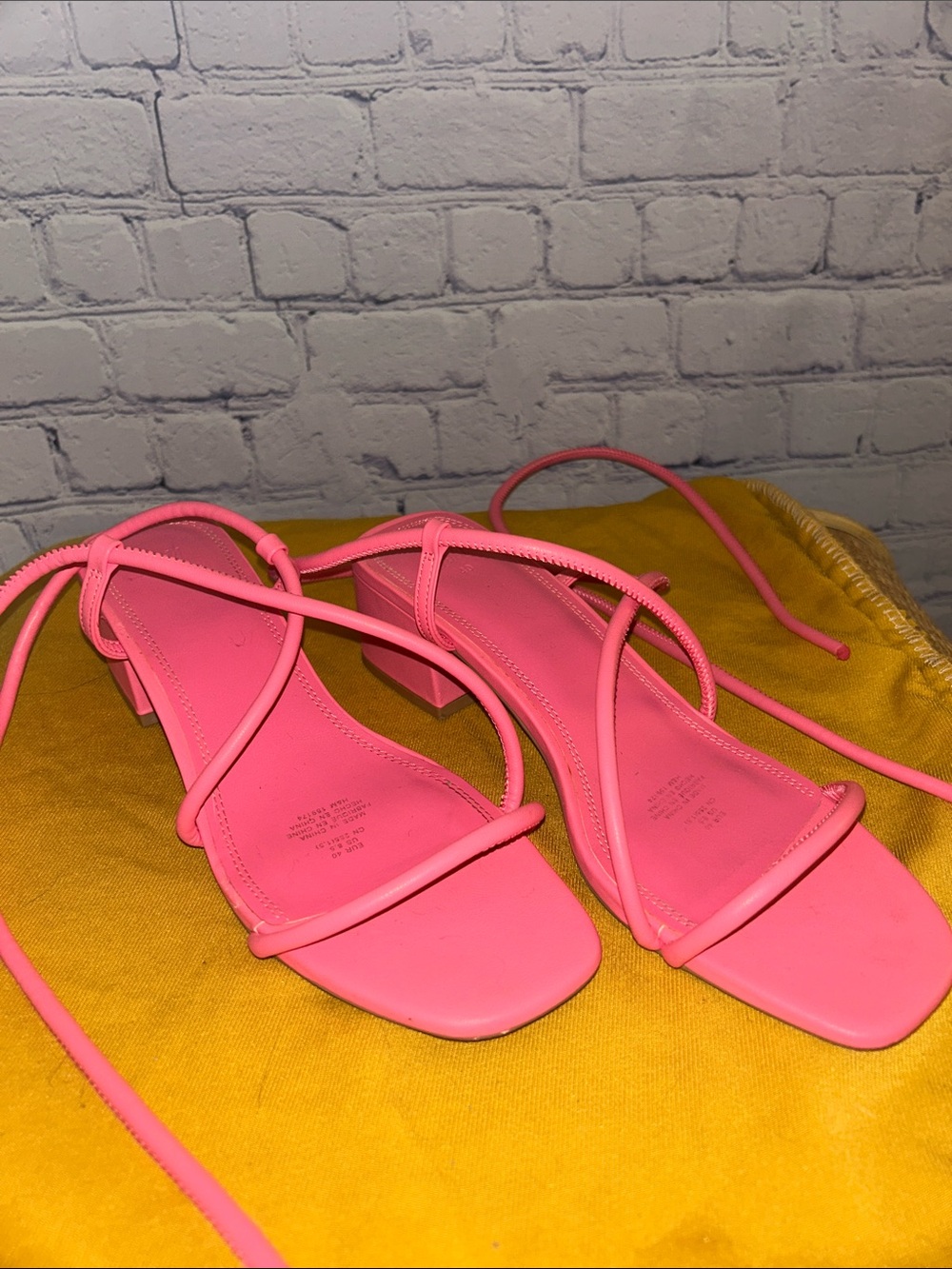 H&M Neon Pink Strappy Block Heel Sandals